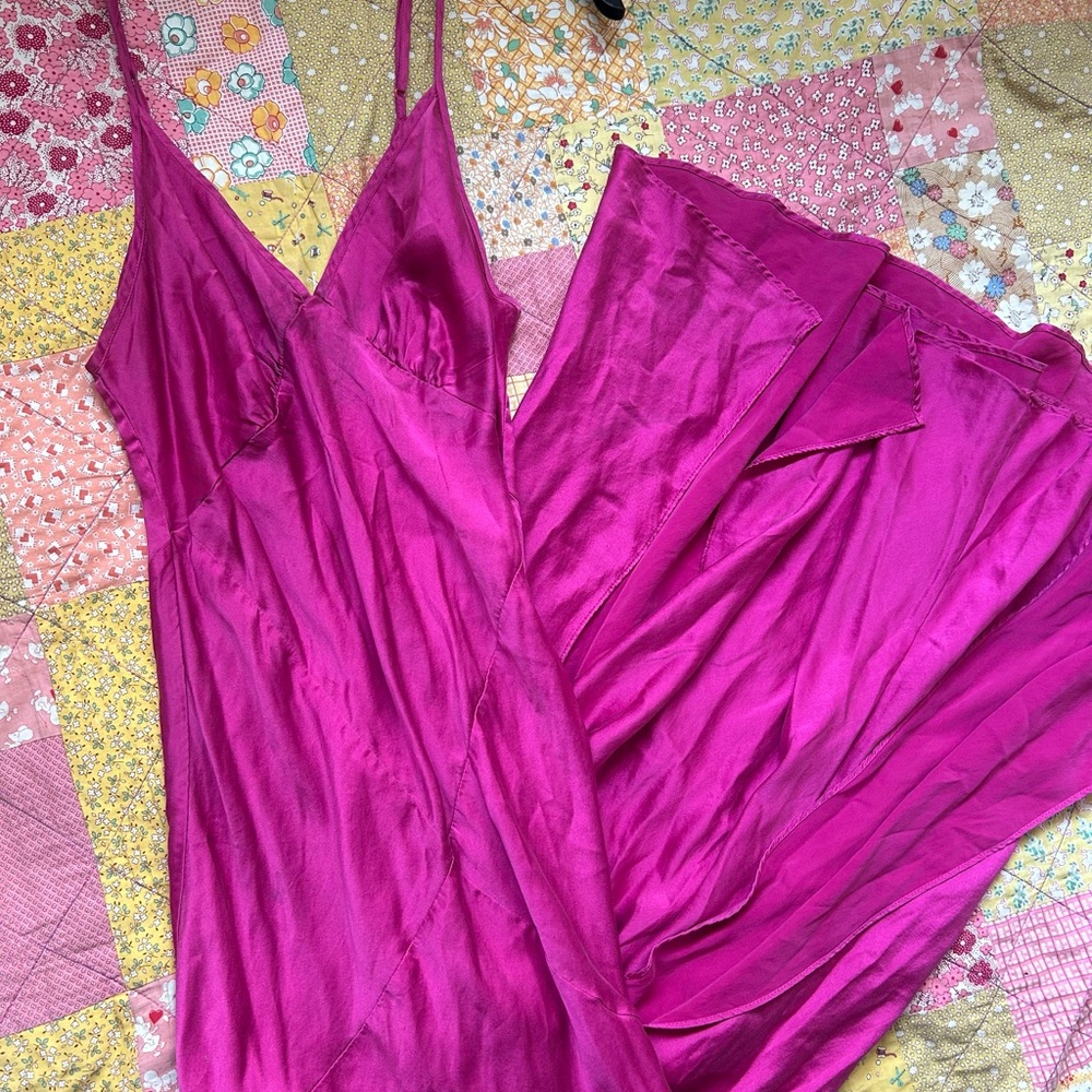 vintage victoria's secret pink silk slip